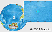 Physical Location Map of the area around 52° 14' 43" S, 114° 40' 30" W