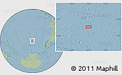 Savanna Style Location Map of the area around 52° 14' 43" S, 114° 40' 30" W, hill shading