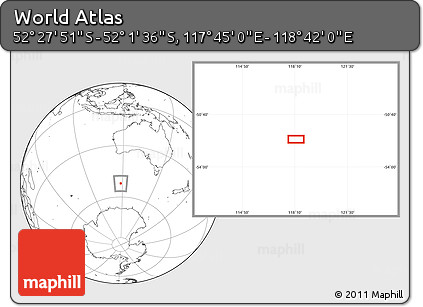 Blank Location Map of the Area around 52° 14' 43" S, 118° 13' 29" E