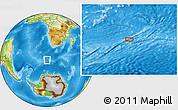 Physical Location Map of the area around 52° 14' 43" S, 11° 7' 30" E