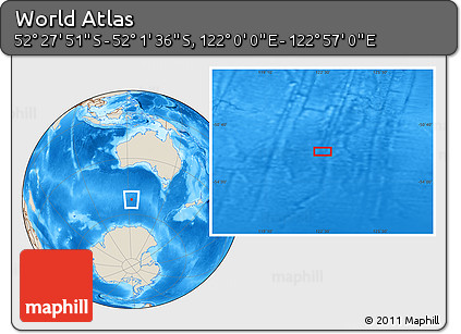 Shaded Relief Location Map of the Area around 52° 14' 43" S, 122° 28' 29" E