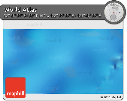 Physical 3D Map of the Area around 52° 14' 43" S, 123° 19' 29" E