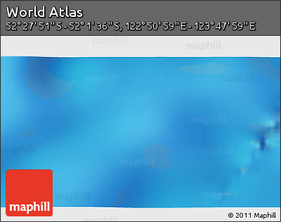 Physical 3D Map of the Area around 52° 14' 43" S, 123° 19' 29" E