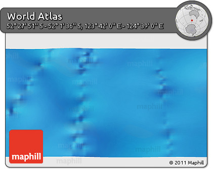 Physical 3D Map of the Area around 52° 14' 43" S, 124° 10' 30" E