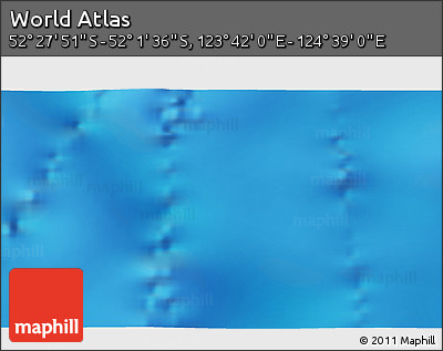 Physical 3D Map of the Area around 52° 14' 43" S, 124° 10' 30" E