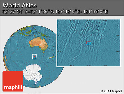 Satellite Location Map of the Area around 52° 14' 43" S, 124° 10' 30" E