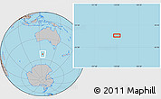 Gray Location Map of the area around 52° 14' 43" S, 125° 1' 30" E