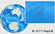 Shaded Relief Location Map of the area around 52° 14' 43" S, 125° 1' 30" E