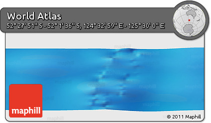 Shaded Relief Panoramic Map of the Area around 52° 14' 43" S, 125° 1' 30" E