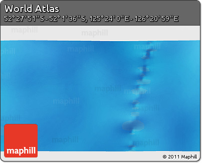 Physical 3D Map of the Area around 52° 14' 43" S, 125° 52' 30" E