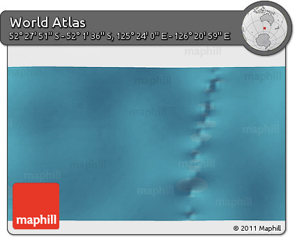 Satellite 3D Map of the Area around 52° 14' 43" S, 125° 52' 30" E
