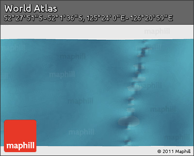Satellite 3D Map of the Area around 52° 14' 43" S, 125° 52' 30" E