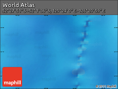 Physical Map of the Area around 52° 14' 43" S, 125° 52' 30" E