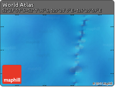 Physical Map of the Area around 52° 14' 43" S, 125° 52' 30" E