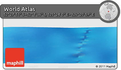 Shaded Relief Panoramic Map of the Area around 52° 14' 43" S, 125° 52' 30" E