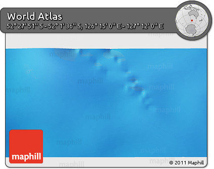 Physical 3D Map of the Area around 52° 14' 43" S, 126° 43' 29" E