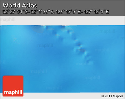 Physical 3D Map of the Area around 52° 14' 43" S, 126° 43' 29" E