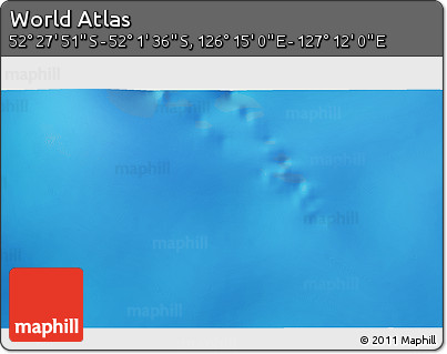 Shaded Relief 3D Map of the Area around 52° 14' 43" S, 126° 43' 29" E
