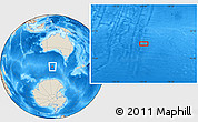 Shaded Relief Location Map of the area around 52° 14' 43" S, 126° 43' 29" E