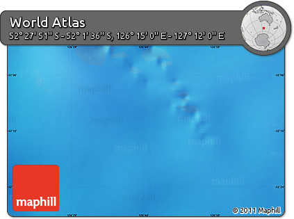 Physical Map of the Area around 52° 14' 43" S, 126° 43' 29" E