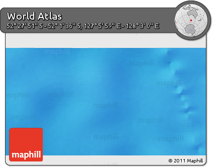 Shaded Relief 3D Map of the Area around 52° 14' 43" S, 127° 34' 30" E
