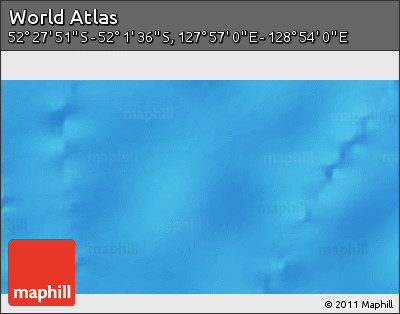 Physical 3D Map of the Area around 52° 14' 43" S, 128° 25' 30" E