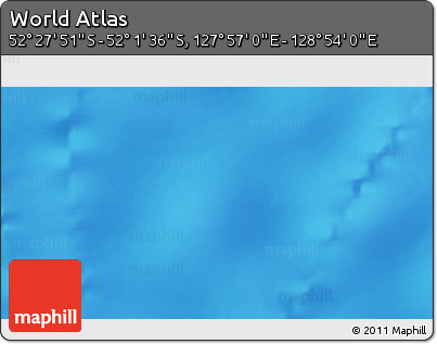 Physical 3D Map of the Area around 52° 14' 43" S, 128° 25' 30" E