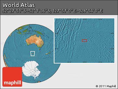Satellite Location Map of the Area around 52° 14' 43" S, 128° 25' 30" E