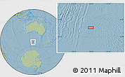 Savanna Style Location Map of the area around 52° 14' 43" S, 128° 25' 30" E, hill shading
