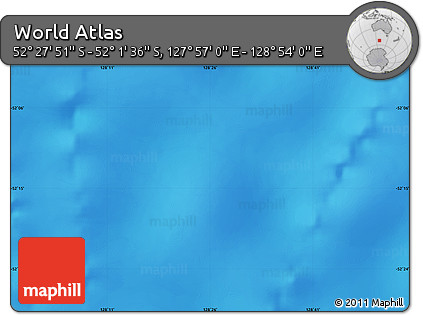 Physical Map of the Area around 52° 14' 43" S, 128° 25' 30" E