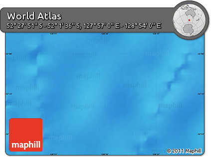 Shaded Relief Map of the Area around 52° 14' 43" S, 128° 25' 30" E