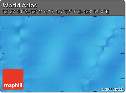 Shaded Relief Map of the Area around 52° 14' 43" S, 128° 25' 30" E