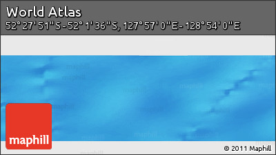 Shaded Relief Panoramic Map of the Area around 52° 14' 43" S, 128° 25' 30" E