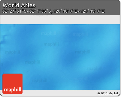 Physical 3D Map of the Area around 52° 14' 43" S, 129° 16' 30" E