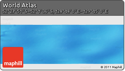 Physical Panoramic Map of the Area around 52° 14' 43" S, 129° 16' 30" E