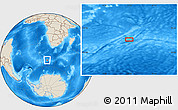 Shaded Relief Location Map of the area around 52° 14' 43" S, 12° 49' 29" E