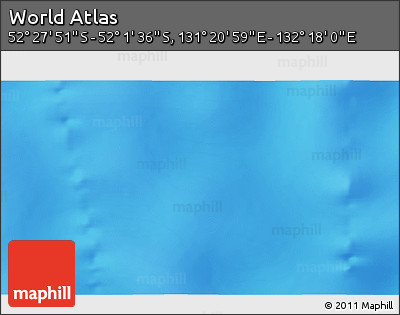 Physical 3D Map of the Area around 52° 14' 43" S, 131° 49' 29" E