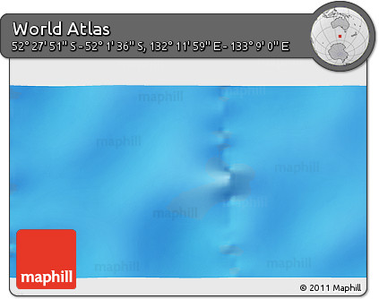 Physical 3D Map of the Area around 52° 14' 43" S, 132° 40' 30" E