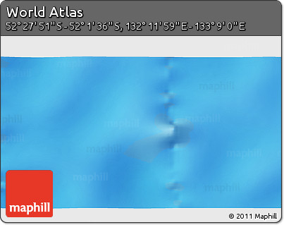 Physical 3D Map of the Area around 52° 14' 43" S, 132° 40' 30" E