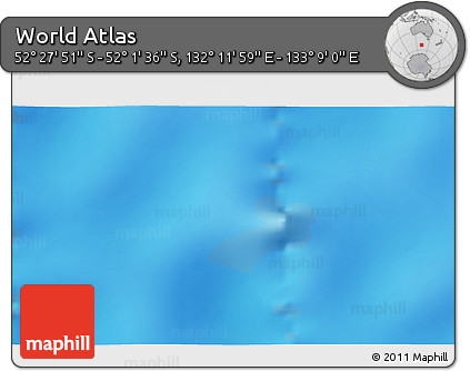 Shaded Relief 3D Map of the Area around 52° 14' 43" S, 132° 40' 30" E
