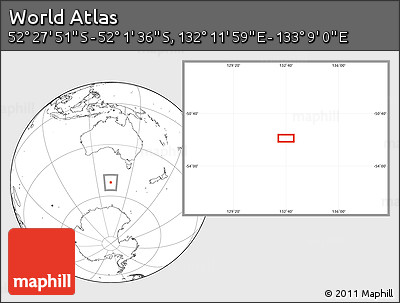 Blank Location Map of the Area around 52° 14' 43" S, 132° 40' 30" E