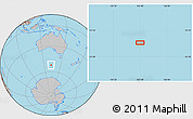 Gray Location Map of the area around 52° 14' 43" S, 132° 40' 30" E