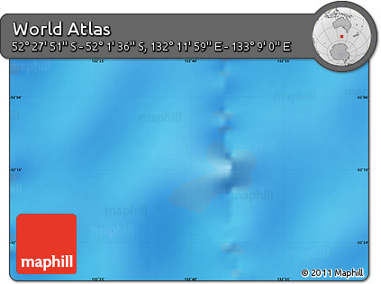 Physical Map of the Area around 52° 14' 43" S, 132° 40' 30" E
