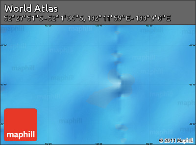 Physical Map of the Area around 52° 14' 43" S, 132° 40' 30" E
