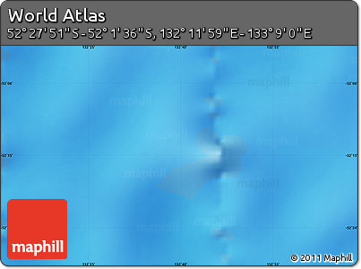 Physical Map of the Area around 52° 14' 43" S, 132° 40' 30" E