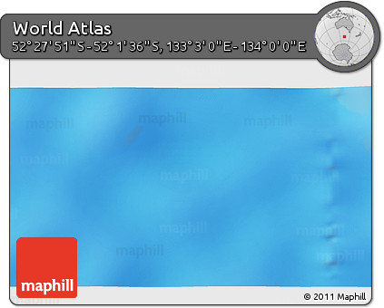 Physical 3D Map of the Area around 52° 14' 43" S, 133° 31' 30" E