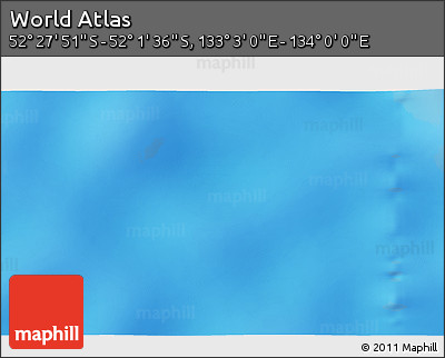 Physical 3D Map of the Area around 52° 14' 43" S, 133° 31' 30" E