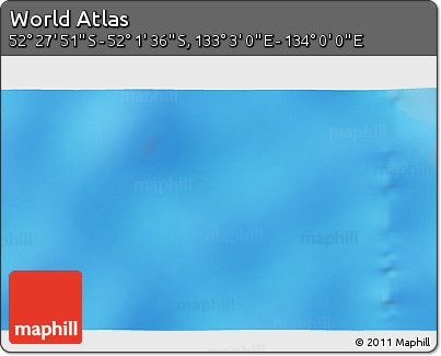 Physical 3D Map of the Area around 52° 14' 43" S, 133° 31' 30" E