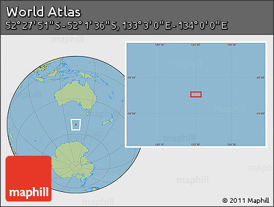 Savanna Style Location Map of the Area around 52° 14' 43" S, 133° 31' 30" E