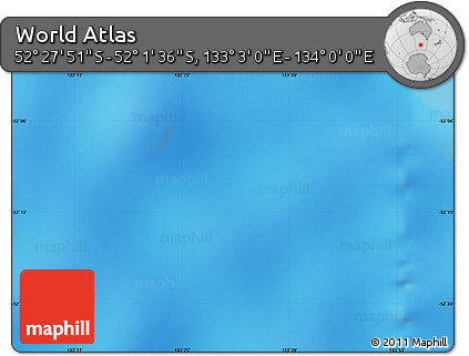 Physical Map of the Area around 52° 14' 43" S, 133° 31' 30" E